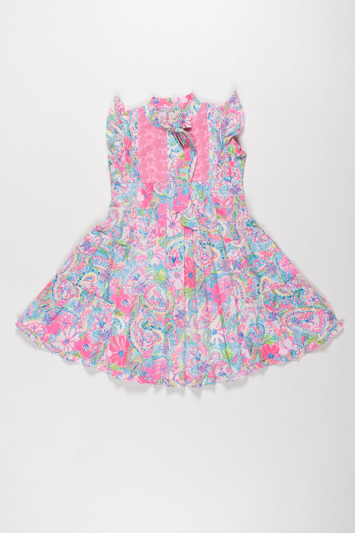 The Nesavu Girls Cotton Frock Kaleidoscope Charm: Vibrant Cotton Frock for the Trendy Girl Nesavu 22 (4Y) / Pink / Cotton GFC1297A-22 Shop Designer Cotton Frocks for Girls | Colorful & Contemporary | The Nesavu