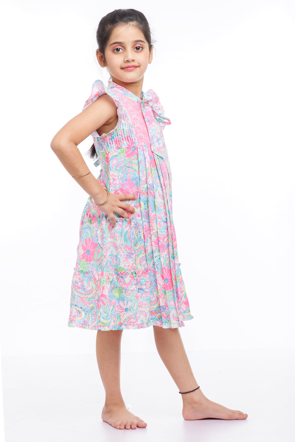 The Nesavu Girls Cotton Frock Kaleidoscope Charm: Vibrant Cotton Frock for the Trendy Girl Nesavu Shop Designer Cotton Frocks for Girls | Colorful & Contemporary | The Nesavu