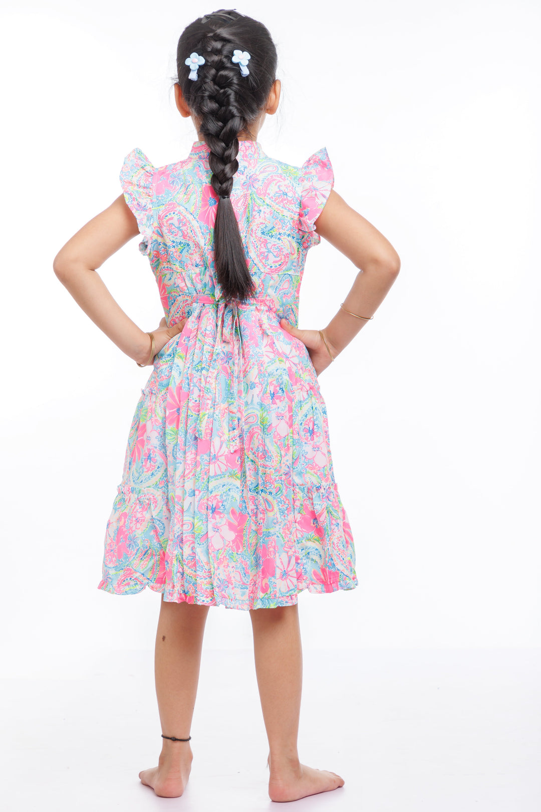The Nesavu Girls Cotton Frock Kaleidoscope Charm: Vibrant Cotton Frock for the Trendy Girl Nesavu Shop Designer Cotton Frocks for Girls | Colorful & Contemporary | The Nesavu