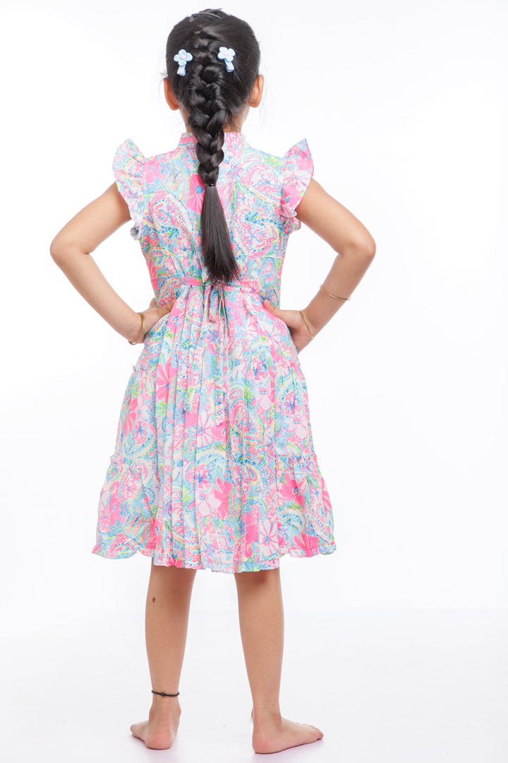 The Nesavu Girls Cotton Frock Kaleidoscope Charm: Vibrant Cotton Frock for the Trendy Girl Nesavu Shop Designer Cotton Frocks for Girls | Colorful & Contemporary | The Nesavu