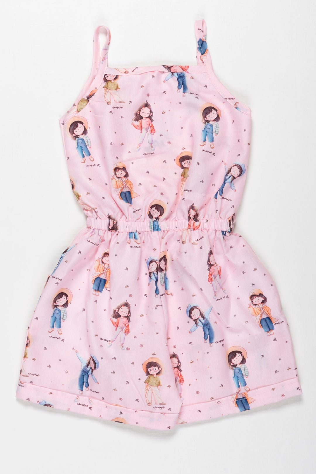 The Nesavu Baby Casual Sets Little Adventurer Chic Romper in Pastel Pink - Girls Playtime Collection Nesavu Pastel Pink Playful Character Romper for Active Girls | Comfort Meets Style | The Nesavu