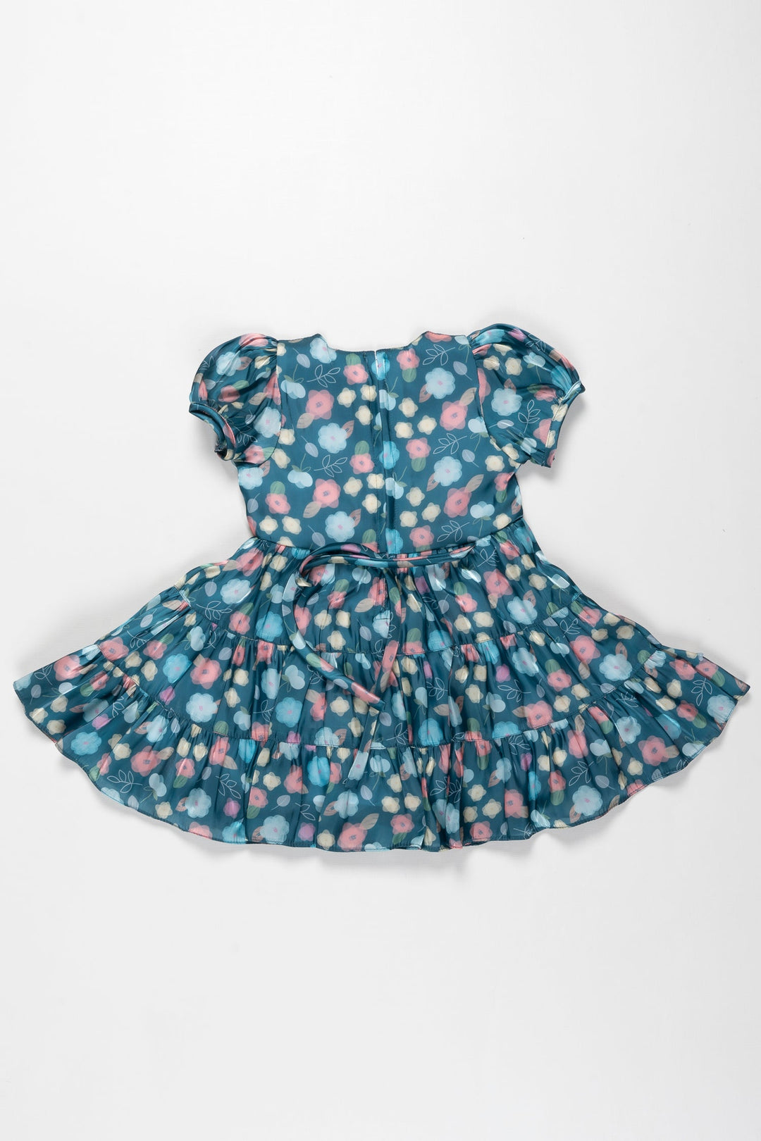 The Nesavu Baby Fancy Frock Mystical Meadow Green Organza Frock for Baby Girls - Floral Elegance Nesavu Elegant Green Floral Organza Dress for Infants | Perfect for Celebrations | The Nesavu