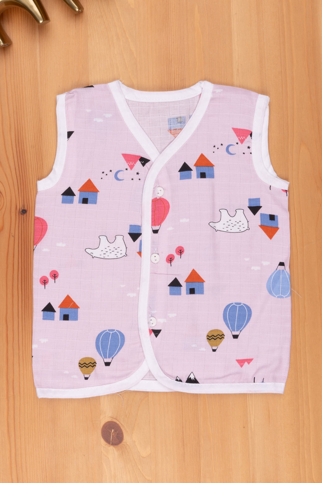 The Nesavu Baby Jhables Newborn Pink Jhabla: Delightful Cartoon Print Cotton Nesavu 12 (3M) / Pink IF007B-12 Kids Infants Dresses Online | Cartoon Dress For Babys | The Nesavu