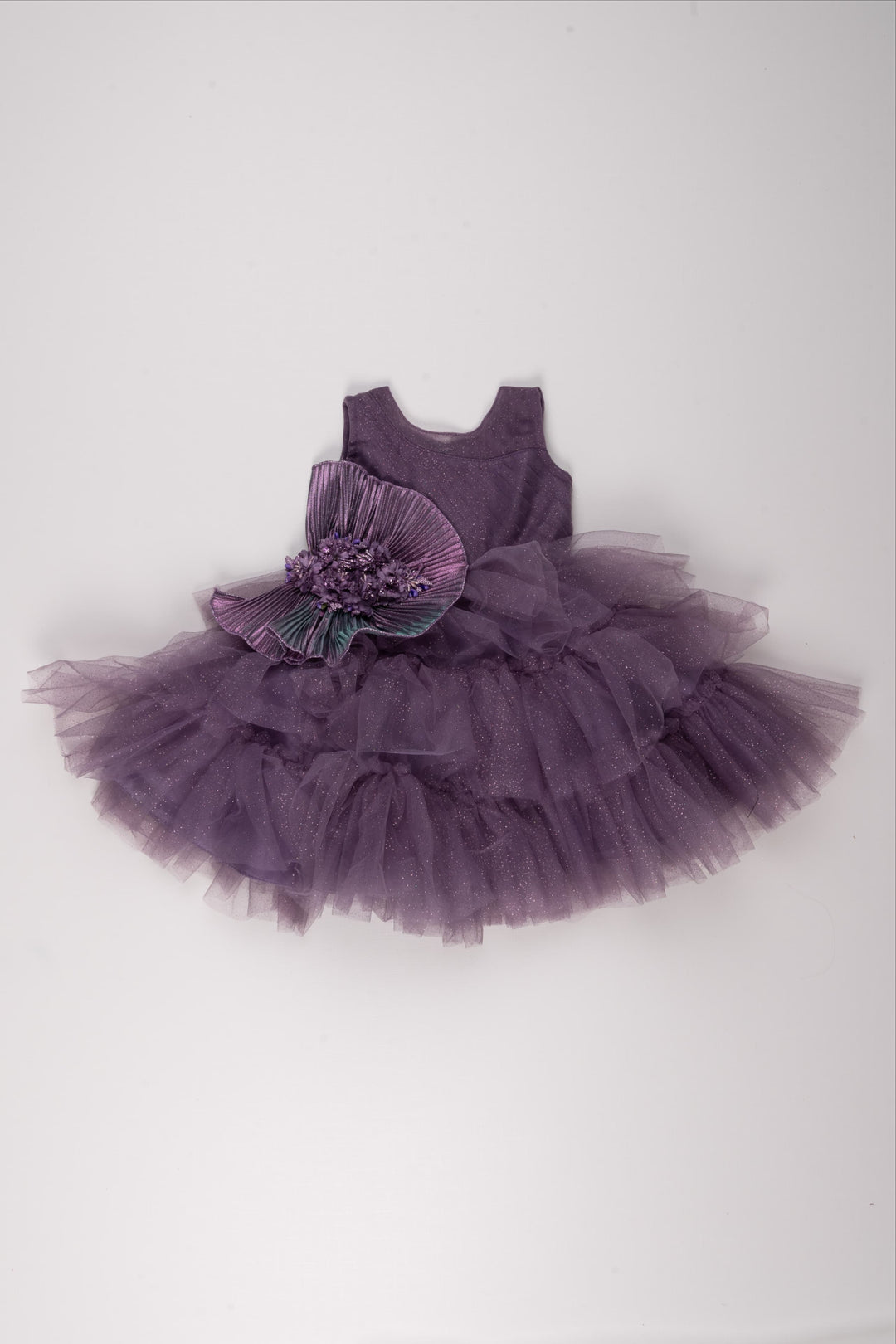The Nesavu Girls Tutu Frock Purple Panache: Fabulous Floral Embellished Party Frock with Layered Pleats for Trendsetting Girls Nesavu 16 (1Y) / Purple / Net PF151A-16 Baby Party Frock Exquisite Designs | Birthday Frock for 2-Year-Old Girl | The Nesavu