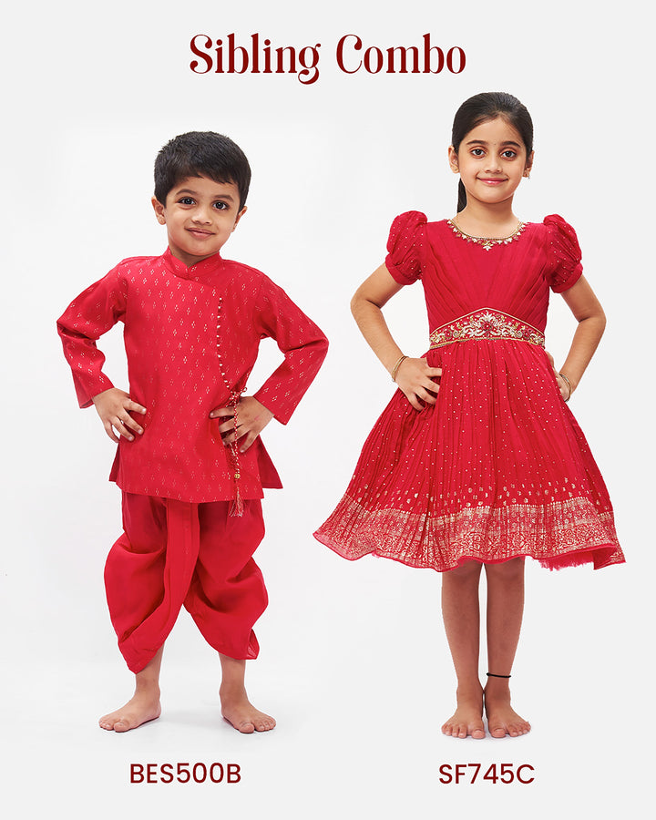 The Nesavu Silk Party Frock Radiant Pink Silk Frock for Girls - Designer Pattu Party Wear Perfect for Ugadi Festivities Nesavu Girls Festive Pink Silk Frock | Traditional Pattu Dress for Ugadi & Ramzan | The Nesavu