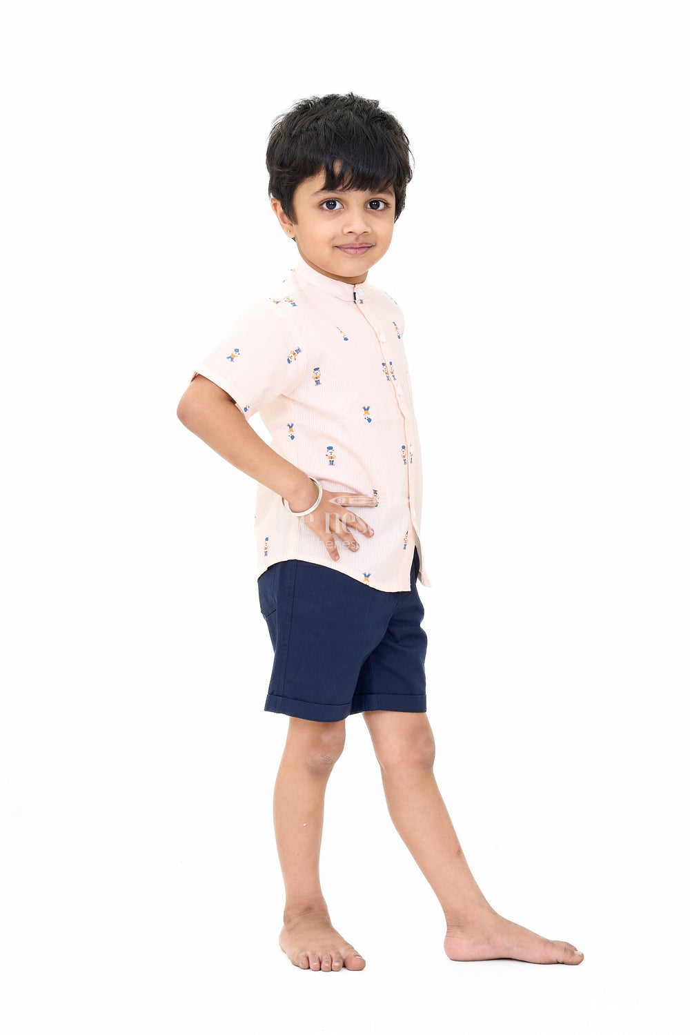 The Nesavu Boys Casual Set Stylish Boys Shirts Shorts Set with Printed Shirt and Cotton Navy Shorts Nesavu Stylish Boys Shirts Shorts Set Printed Shirt Cotton Navy Shorts