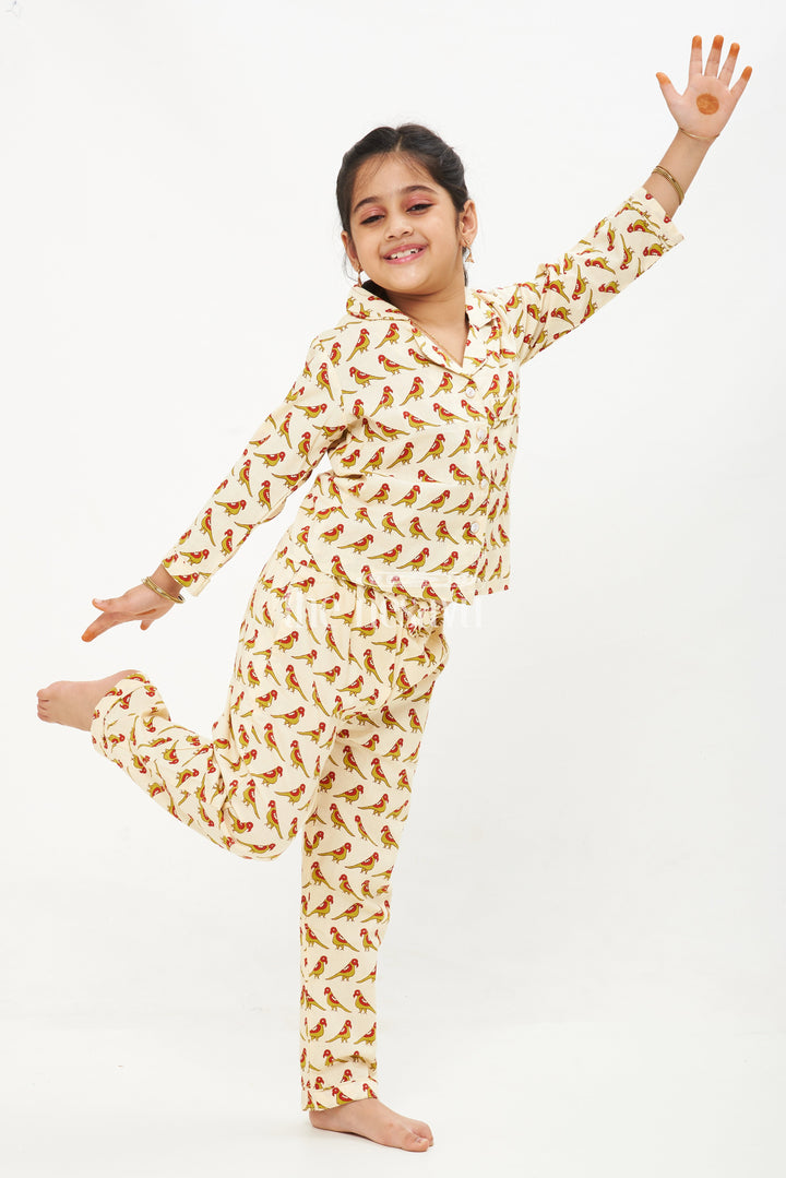 The Nesavu Night Dress Summer Ready Pure Cotton Co-Ord Set for Girls with Jaipur Hand Block Print Nesavu 24 (5Y) / multicolor NS040A-24