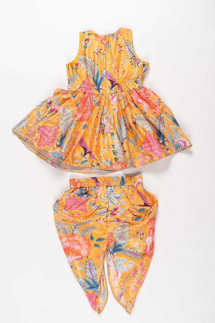 The Nesavu Girls Dothi Sets Sun-Kissed Elegance: Girl's Aliacut Kurti with Dhoti Pant and Dupatta Set Nesavu Shop Vibrant Girl's Aliacut Kurti & Dhoti Pant Set with Dupatta | The nesavu