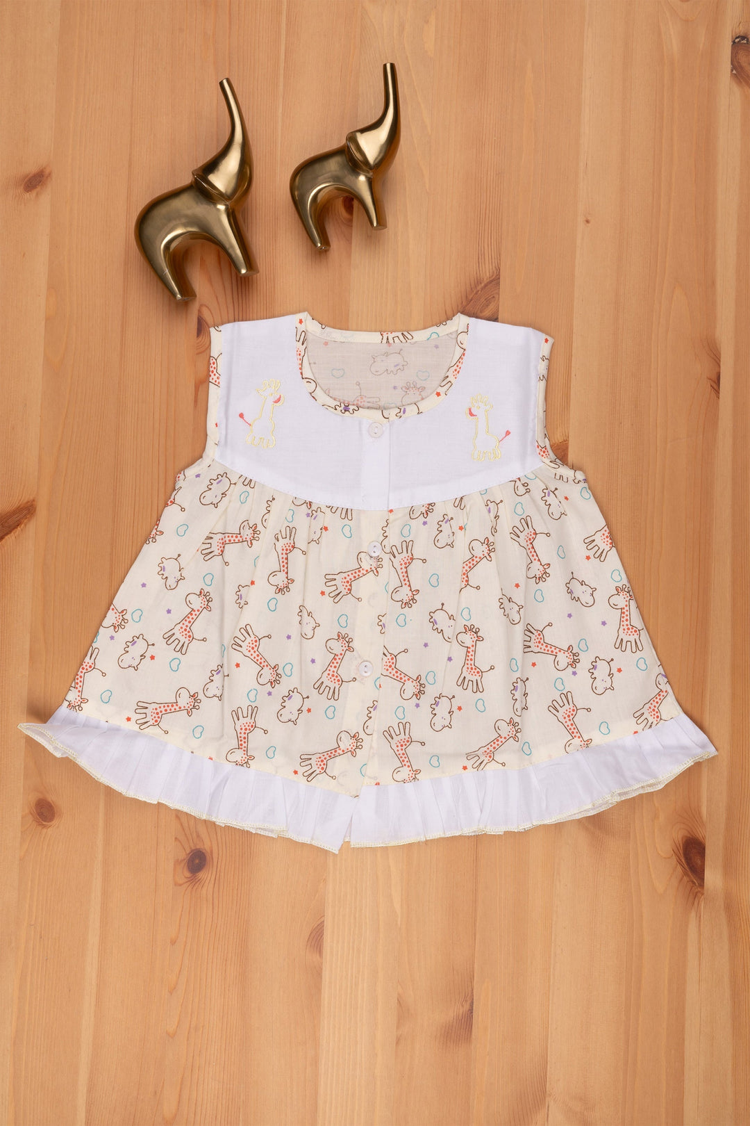 The Nesavu Baby Frock / Jhabla Sunny Side Up: Yellow Designer Dress with Animal Print Nesavu 12 (3M) / Yellow BFJ447C-12 Birthday Pink Frock For babys | Animal Printed Dress For Kids | The Nesavu