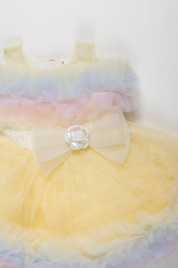 The Nesavu Girls Tutu Frock Sunshine Sparkle: Baby's Sequined Net Party Frock for Birthdays & Festivals Nesavu Sunshine Sequined Frock for Baby's Birthday | Tutu Dress for Special Occasions | The Nesavu