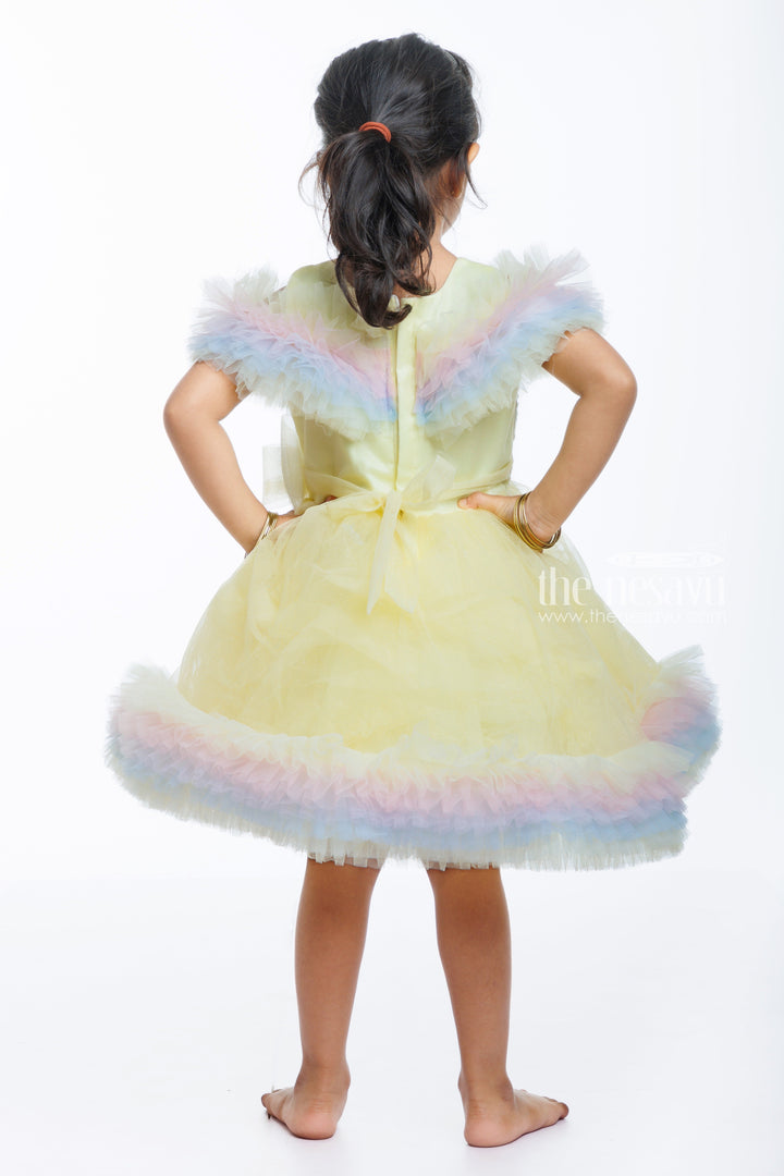 The Nesavu Girls Tutu Frock Sunshine Sparkle: Baby's Sequined Net Party Frock for Birthdays & Festivals Nesavu Sunshine Sequined Frock for Baby's Birthday | Tutu Dress for Special Occasions | The Nesavu