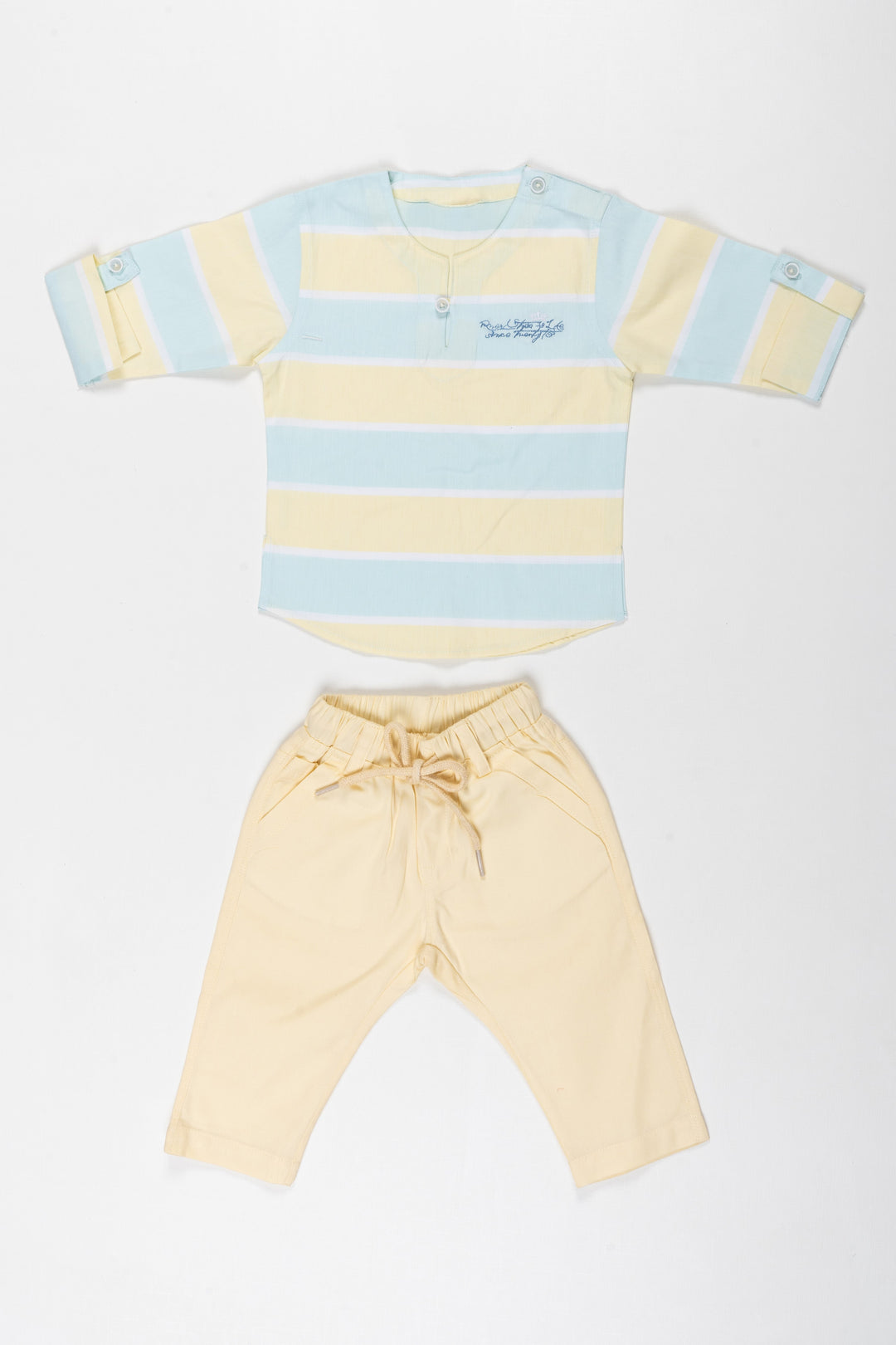 The Nesavu Boys Casual Set Sunshine Stripe Boys T-Shirt and Pant Set Nesavu 12 (3M) / Yellow / Cotton BCS023A-12 Boys Summer Stripe T Shirt and Pant Set | Casual Kids Outfits | The Nesavu