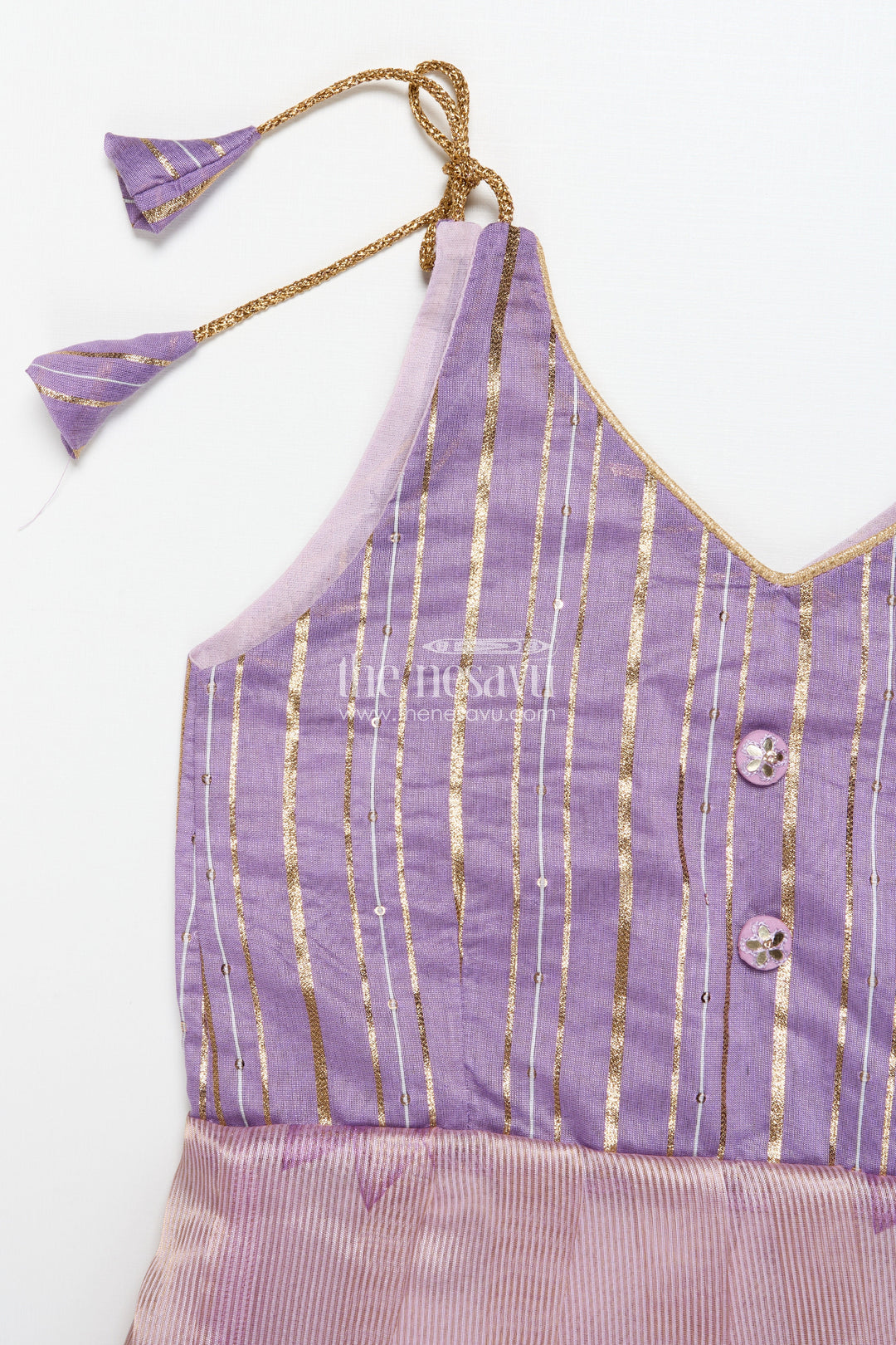 The Nesavu Tie-up Frock Tie-Up Frock for Toddler Girls for Birthdays and Traditional Events Nesavu Nesavu toddler girl tie-up frock banaras detailing adjustable festive silhouette