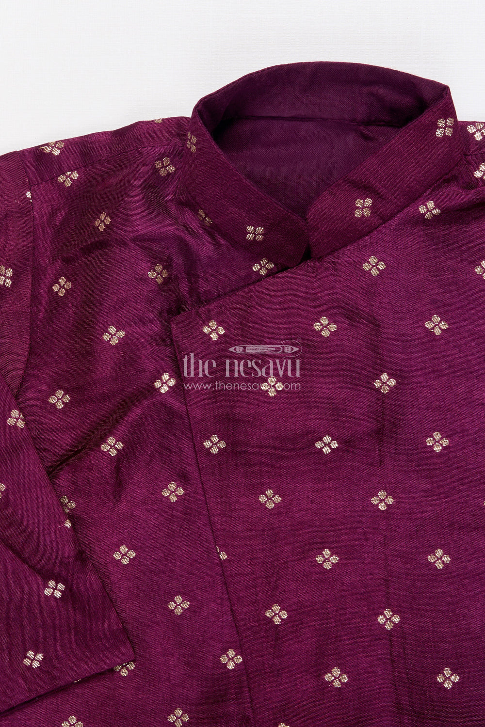 The Nesavu Boys Dothi Set Traditional Boys Dhoti Kurta Set for Festive Occasions and Temple Ceremonies Nesavu Nesavu boys festive silk blend dhoti kurta set zari butta cultural events rituals