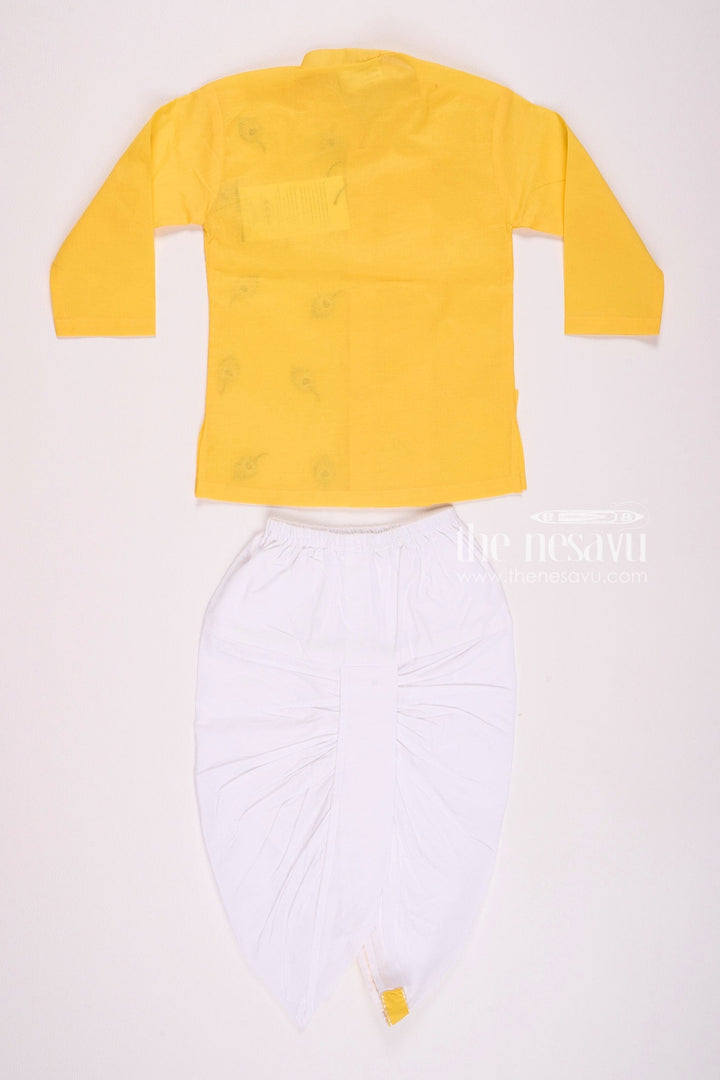 The Nesavu Boys Dothi Set Traditional Yellow Krishna Jayanthi Baby Kurtha with Dothi Pant Set Nesavu Traditional Yellow Krishna Jayanthi Baby Kurtha with Dothi Pant Set - Festive Wear