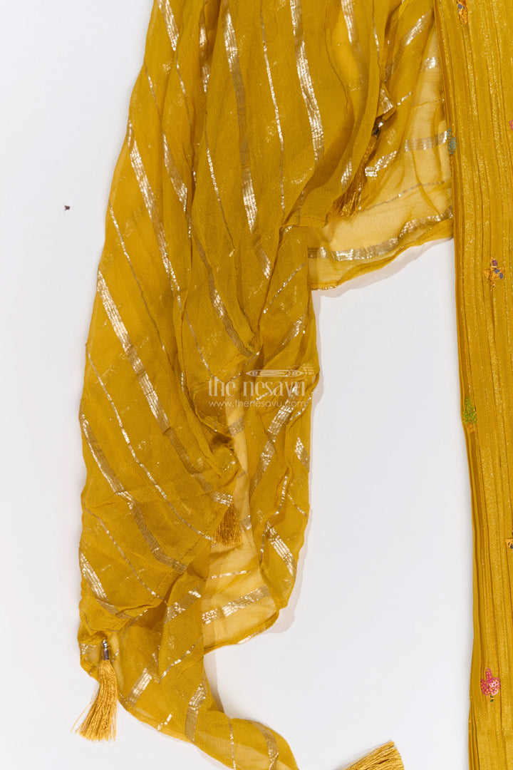 The Nesavu Girls Sharara / Plazo Set Trendy Beautiful Kurti Plazo Set for Girls with Embroidered Georgette and Mirror Work Nesavu Nesavu Trendy Beautiful Kurti Plazo Set Girls Embroidered Georgette Mirror Work