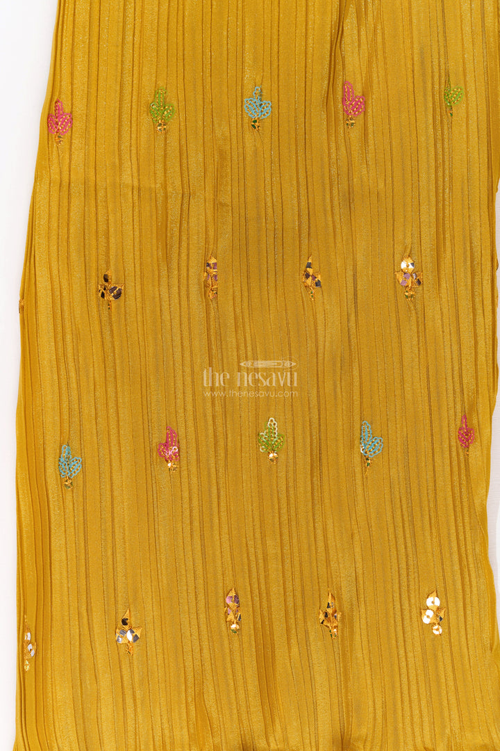 The Nesavu Girls Sharara / Plazo Set Trendy Beautiful Kurti Plazo Set for Girls with Embroidered Georgette and Mirror Work Nesavu Nesavu Trendy Beautiful Kurti Plazo Set Girls Embroidered Georgette Mirror Work