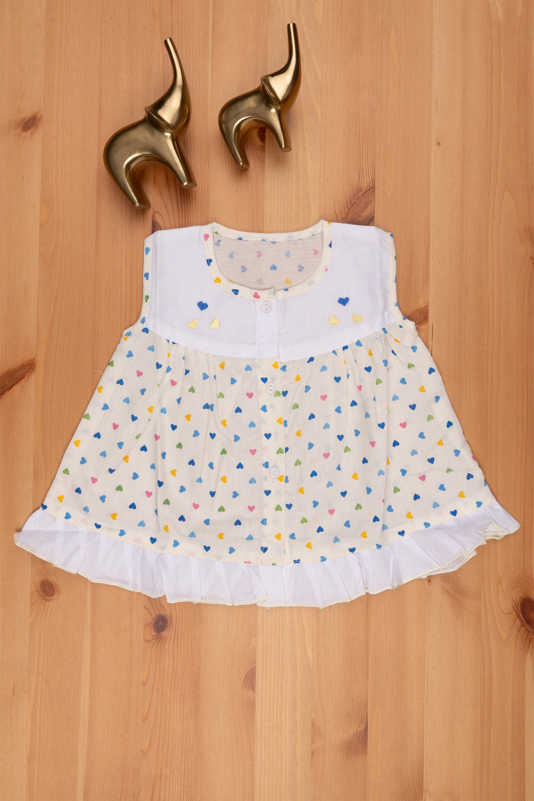 The Nesavu Baby Frock / Jhabla Yellow Heart Print Frock: Infants Perfect Party Wear Nesavu 12 (3M) / Yellow BFJ449B-12 First Birthday Dress For baby | Party Frocks Online | The Nesavu