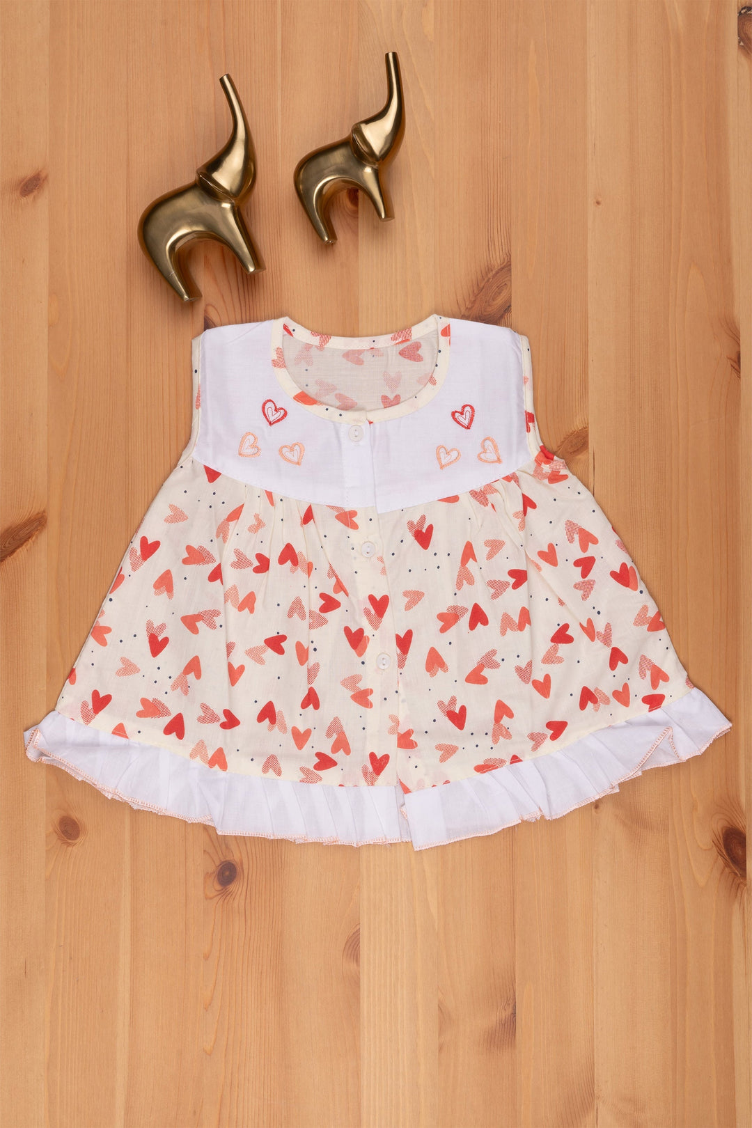 The Nesavu Baby Frock / Jhabla Yellow Spark: Heart Print & Frilled Designer Frock Nesavu 12 (3M) / Yellow BFJ448C-12 Heartin printed Cute Baby Frock | Yellow Cotton Frock For Girls | The Nesavu