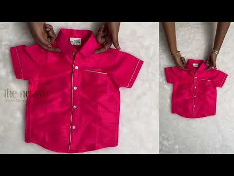 Royal Pink Traditional Boys Pattu Shirt with Pocket