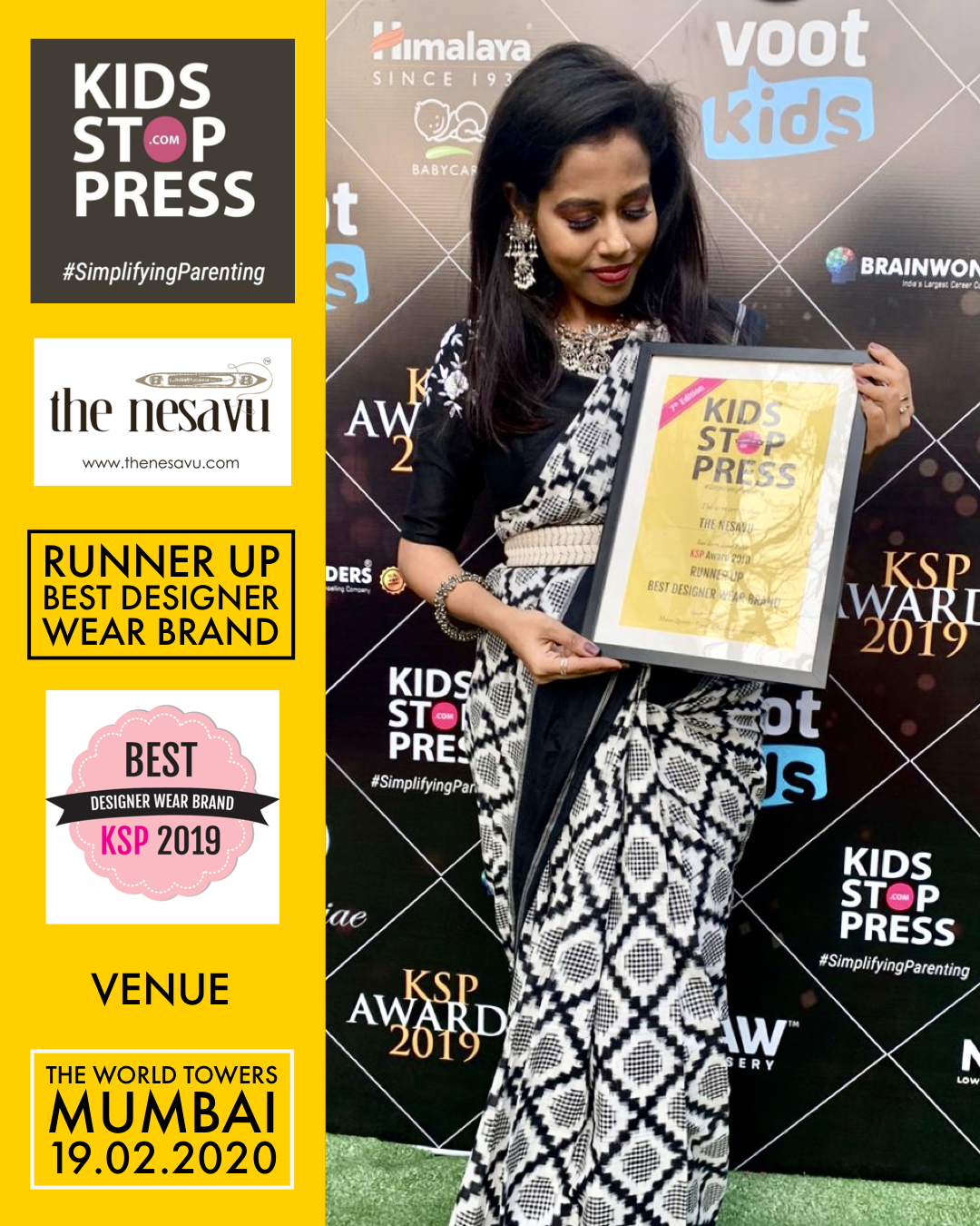 Coimbatore brand ‘The Nesavu’ won best designer kids wear brand 2019 in India by Kidsstoppress