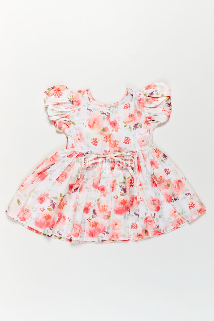Floral Frock Online for Baby Girls in Glaza Satin Organza with Puff Sleeves and Elegant Design
