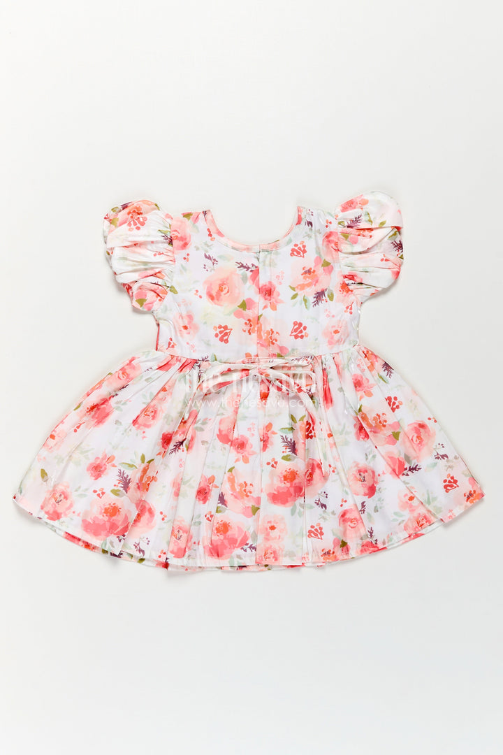 Floral Frock Online for Baby Girls in Glaza Satin Organza with Puff Sleeves and Elegant Design
