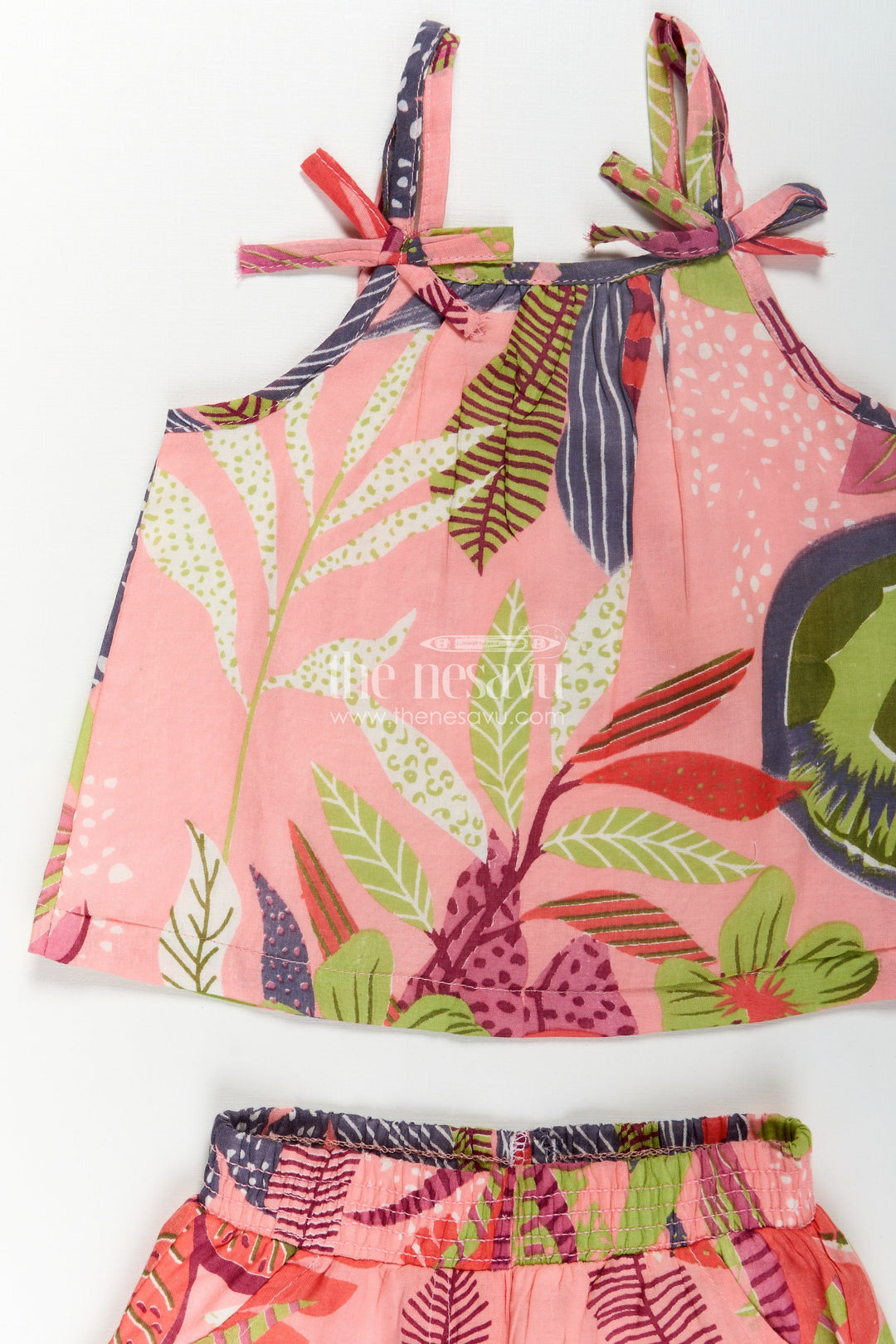 Girls First Birthday Outfit in Digital Printed Cotton with Vibrant Jungle Theme and Matching Shorts