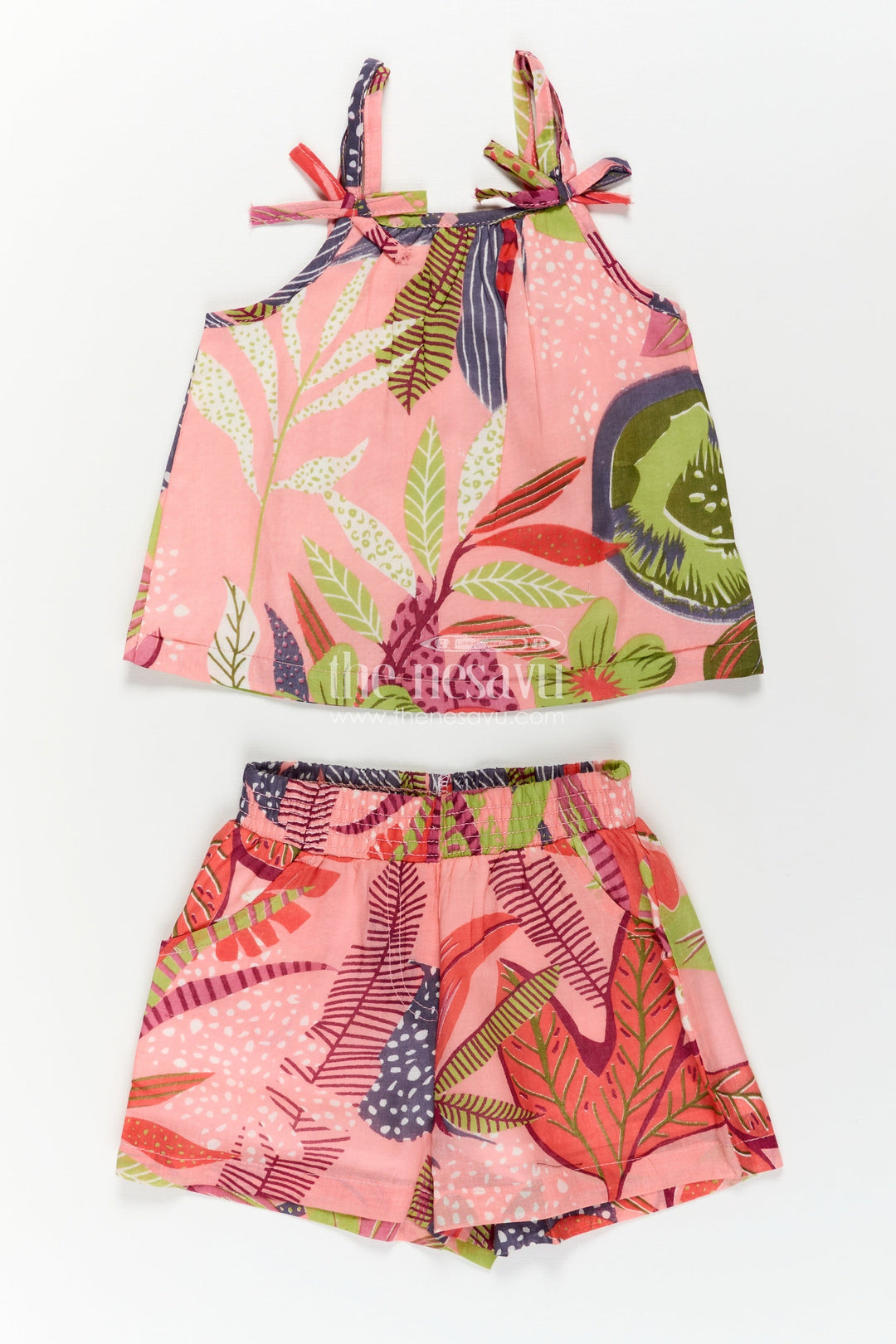 Girls First Birthday Outfit in Digital Printed Cotton with Vibrant Jungle Theme and Matching Shorts