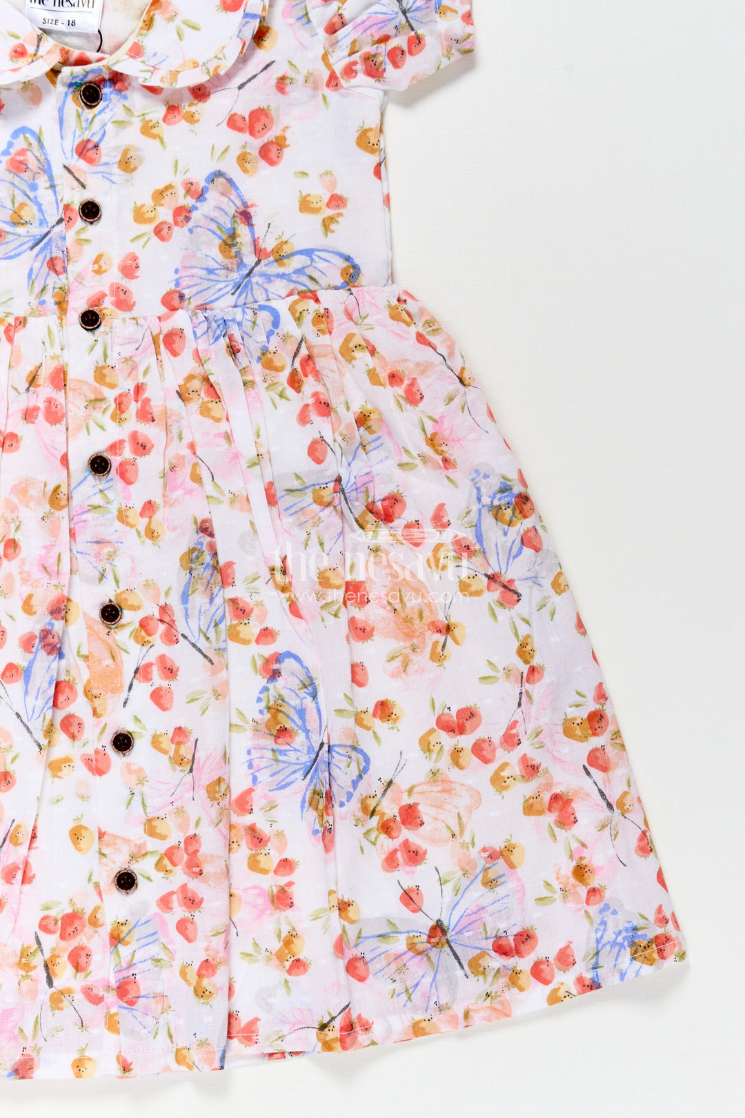 Baby Girl Frocks Cotton in Georgette Designer Fabric with Soft Butterfly Floral Prints and Puff Sleeves