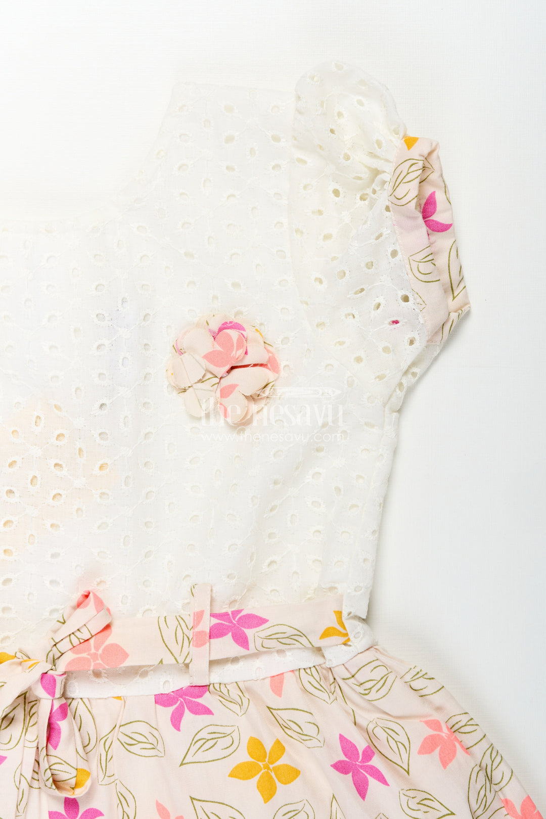 Girls Regular Wear Cotton Frock with Hakoba Bodice and Multicolor Floral Digital Print Bottom