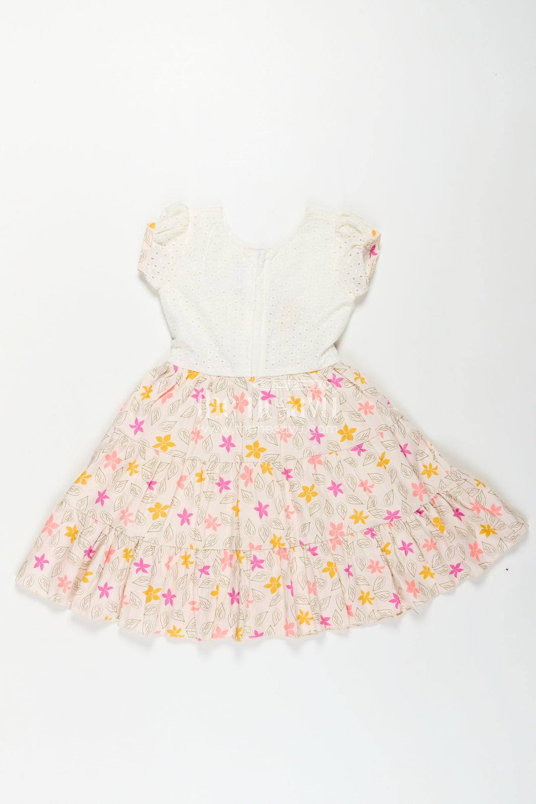 Girls Regular Wear Cotton Frock with Hakoba Bodice and Multicolor Floral Digital Print Bottom