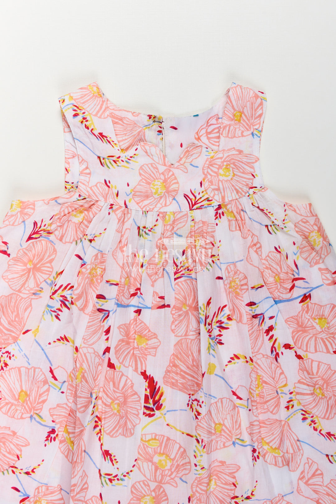 Girls Cotton Frocks Online for Kids in Sleeveless Style with Pink Floral Digital Print