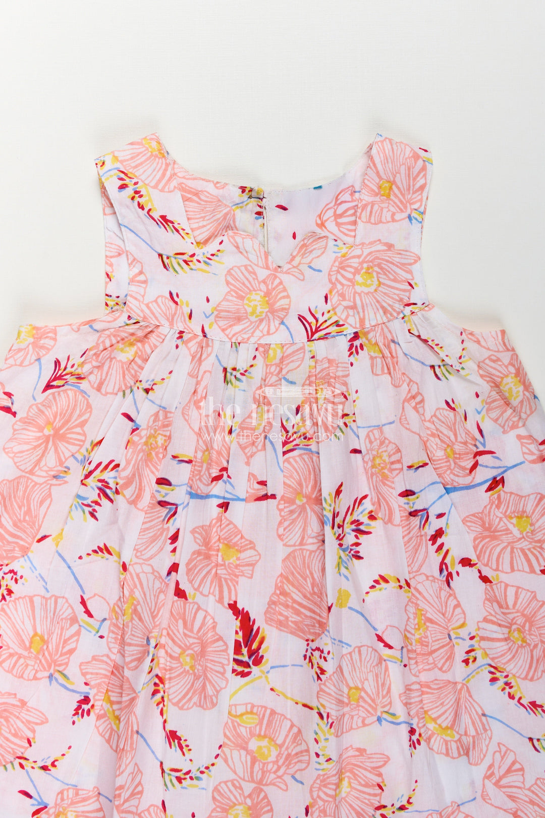 Girls Cotton Frocks Online for Kids in Sleeveless Style with Pink Floral Digital Print