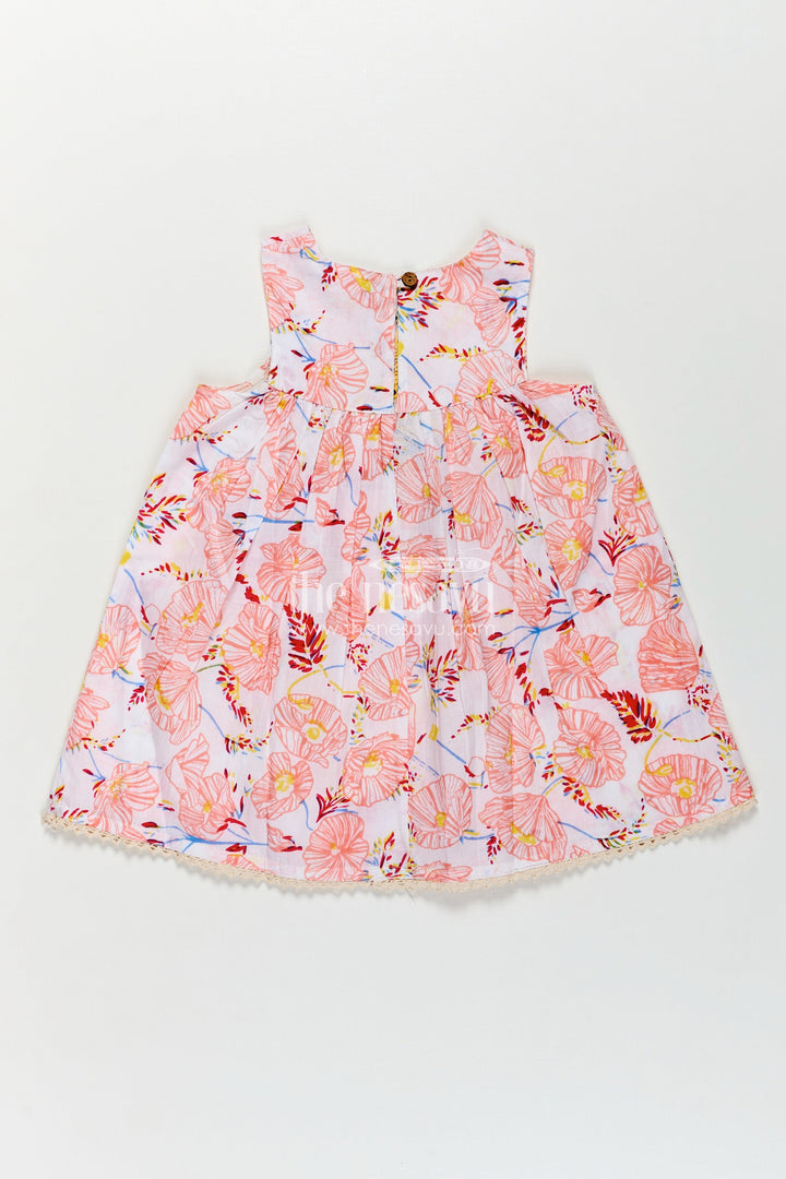 Girls Cotton Frocks Online for Kids in Sleeveless Style with Pink Floral Digital Print