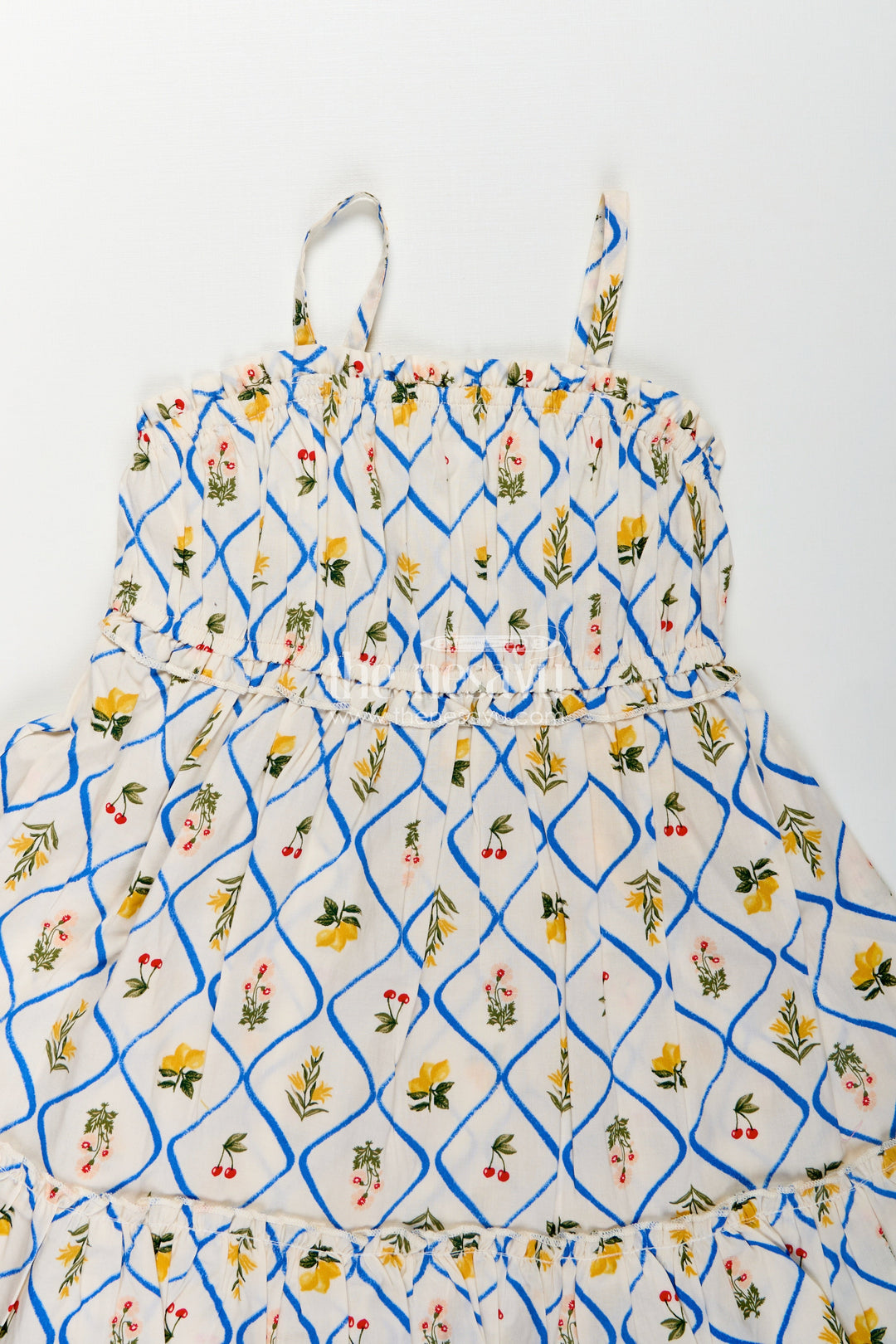 Girls Cotton Floral Frocks with Spaghetti Straps and Tiered Hem in Soft Digital Print for Summer Days