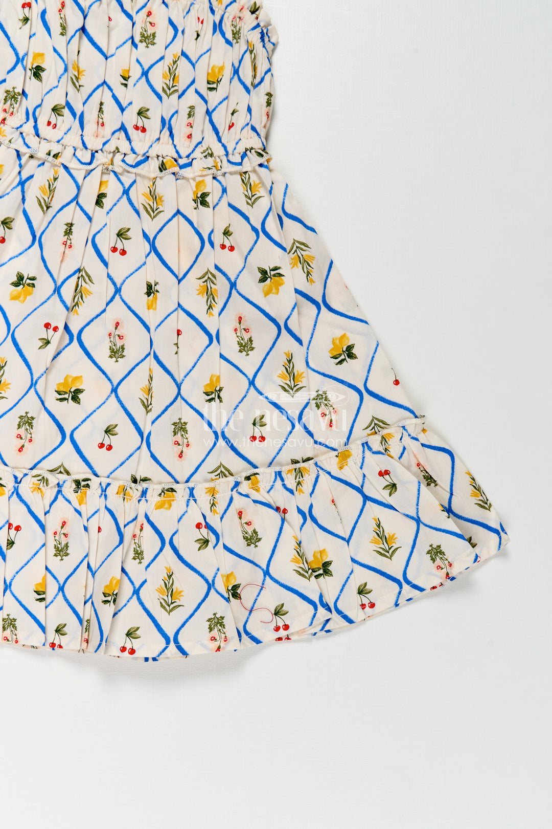 Girls Cotton Floral Frocks with Spaghetti Straps and Tiered Hem in Soft Digital Print for Summer Days