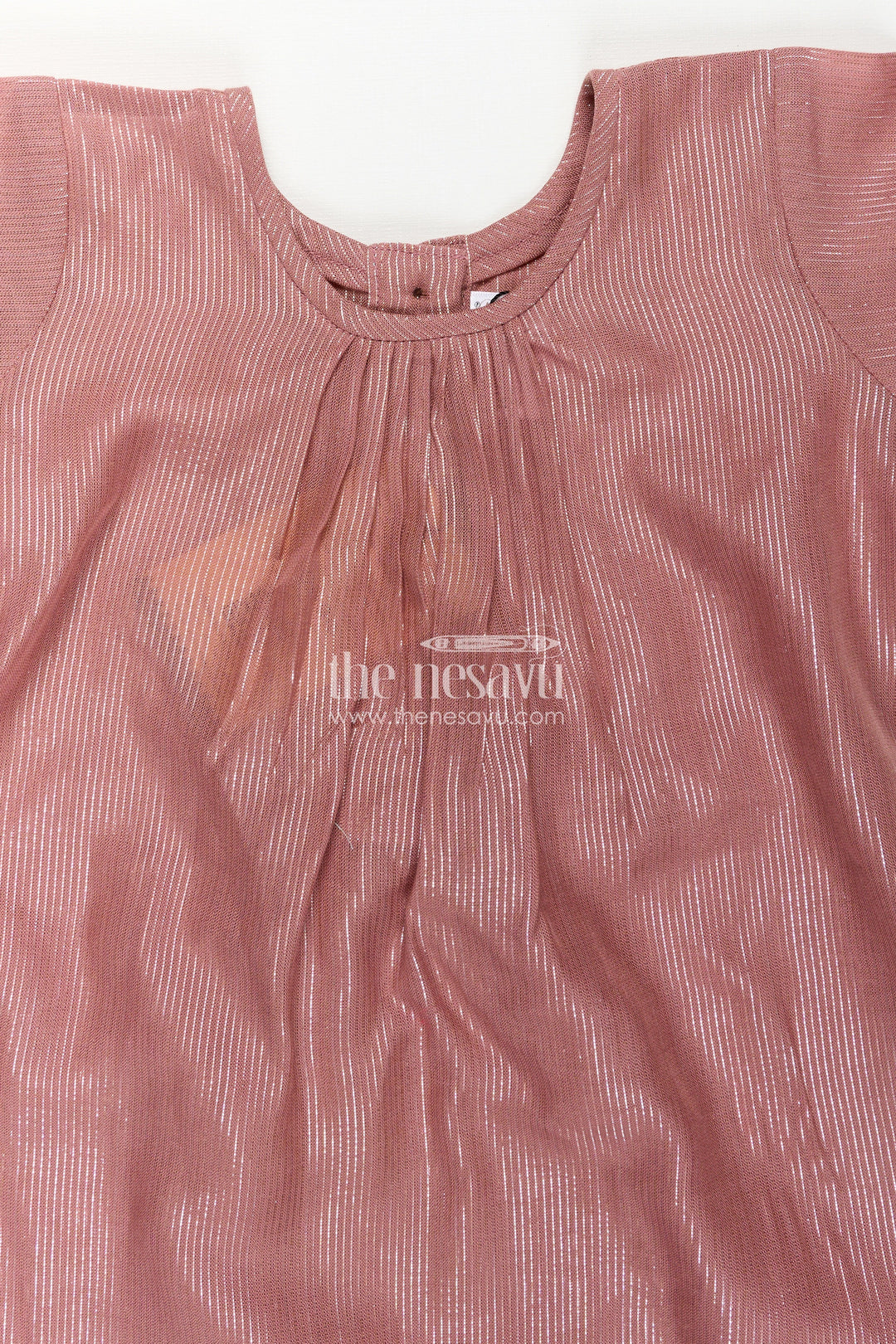 Girls Ethnic Long Frock in Shimmering Viscose Cotton with Subtle Pleats and High-Low Hem