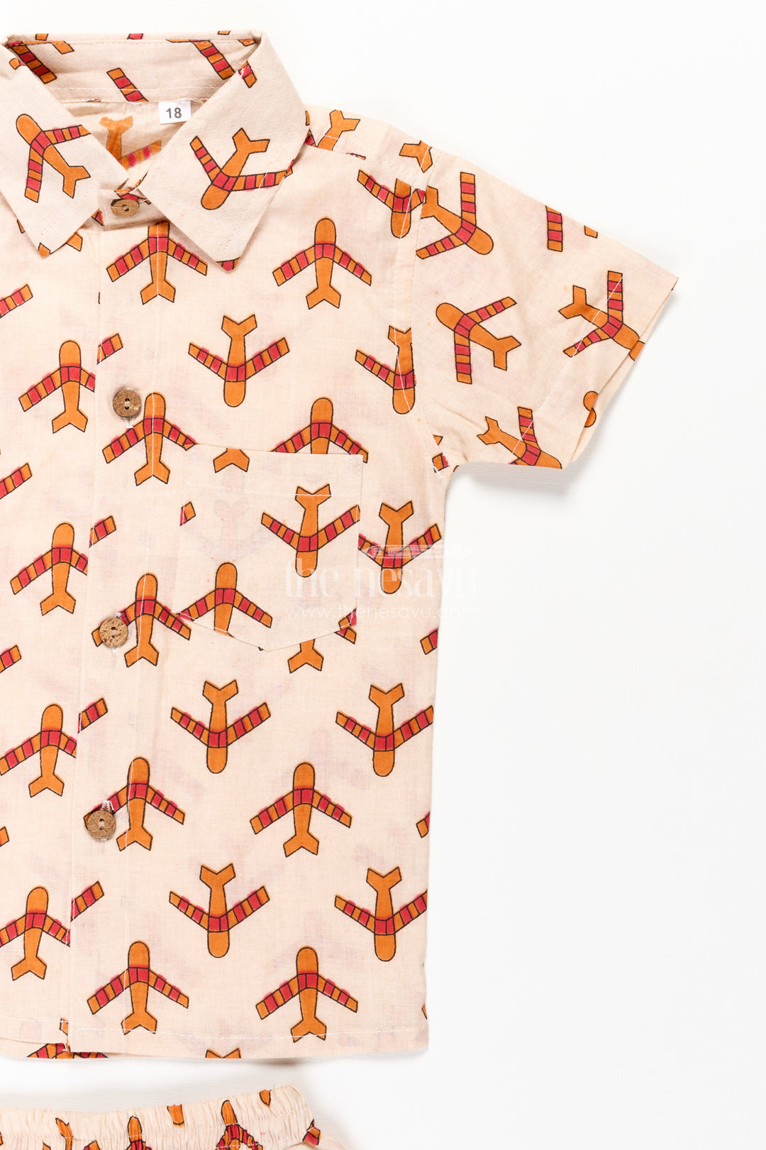 Boys Cotton Casual Dresses Set with Digital Print in Beige and Rust Tones for Everyday Style