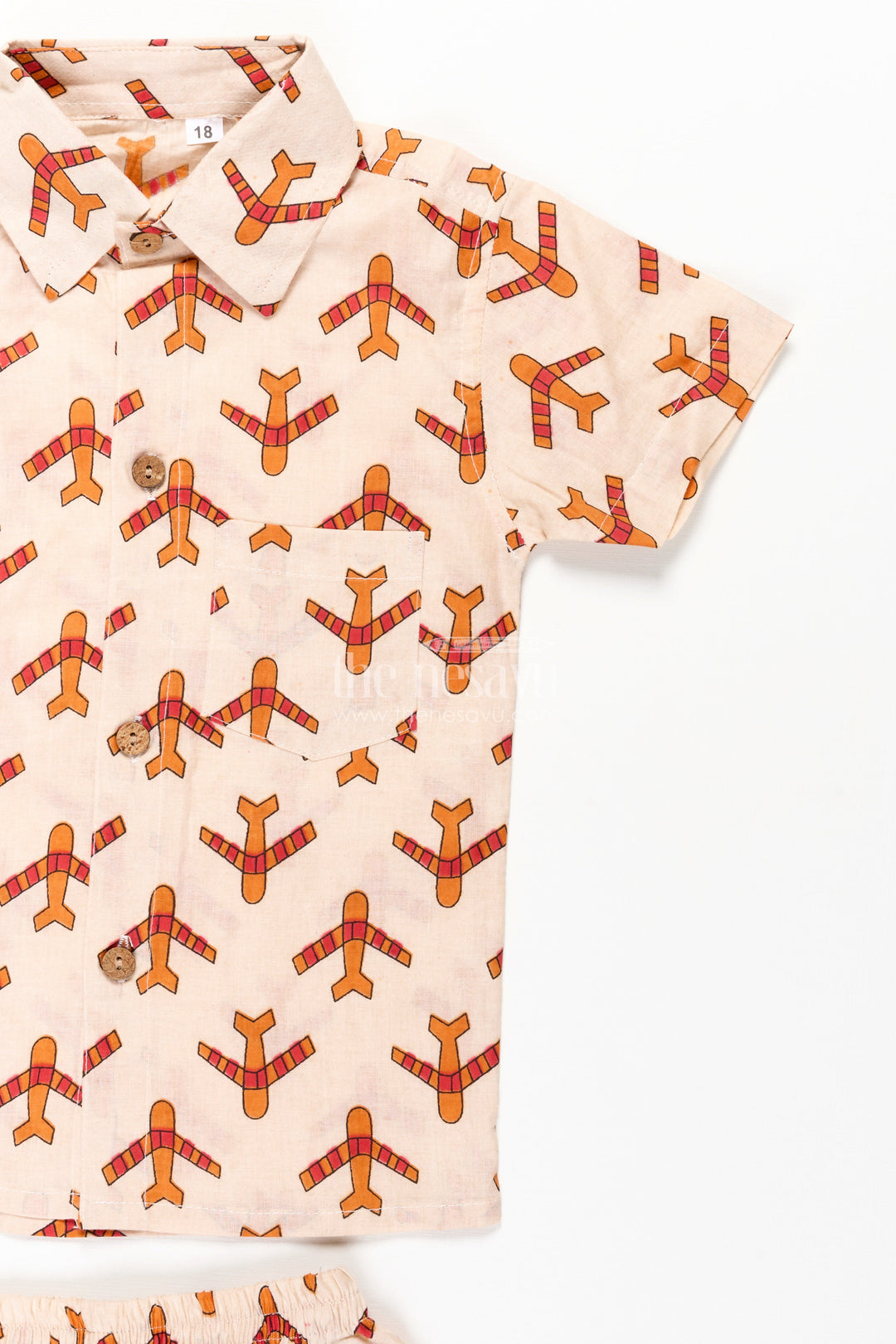 Boys Cotton Casual Dresses Set with Digital Print in Beige and Rust Tones for Everyday Style