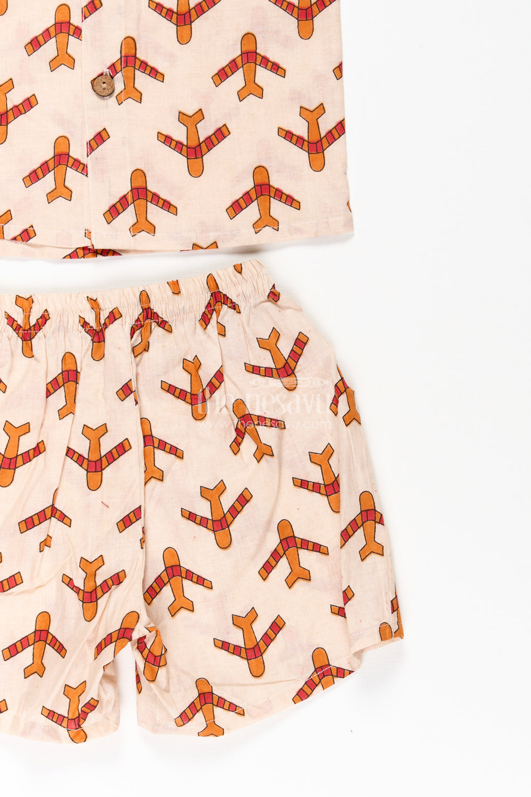Boys Cotton Casual Dresses Set with Digital Print in Beige and Rust Tones for Everyday Style
