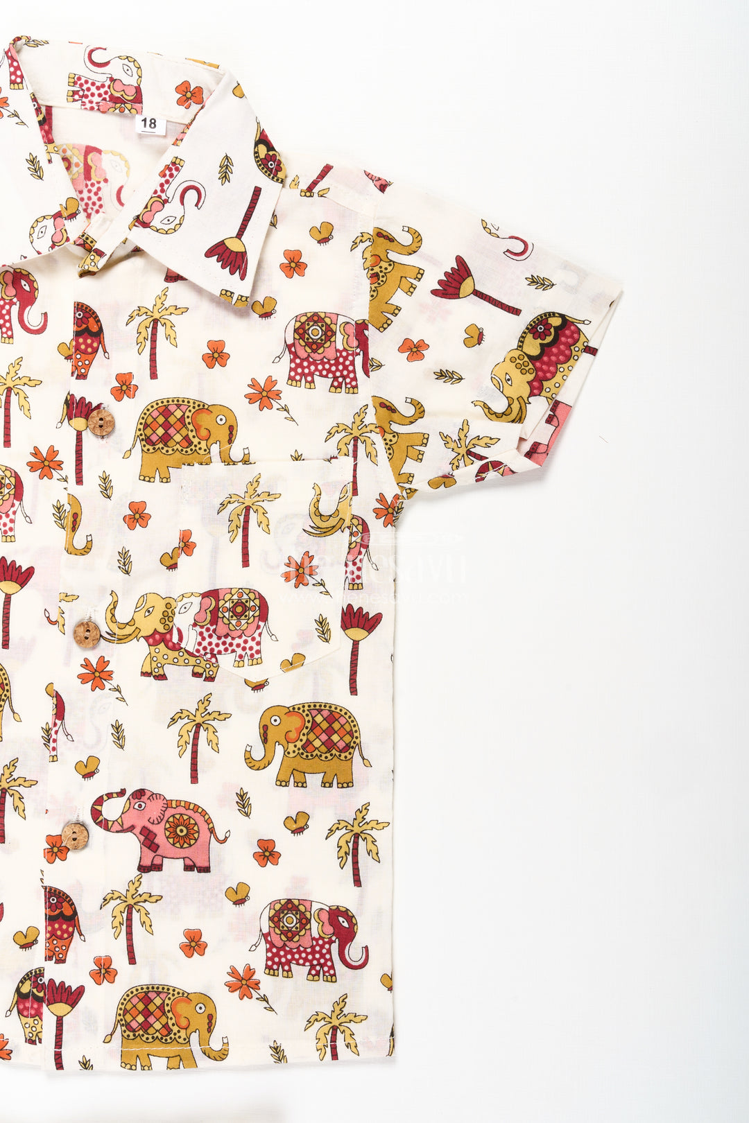 Boys Guys Casual Outfits in Cotton with Elephant Digital Print and Short Sleeve Shirt