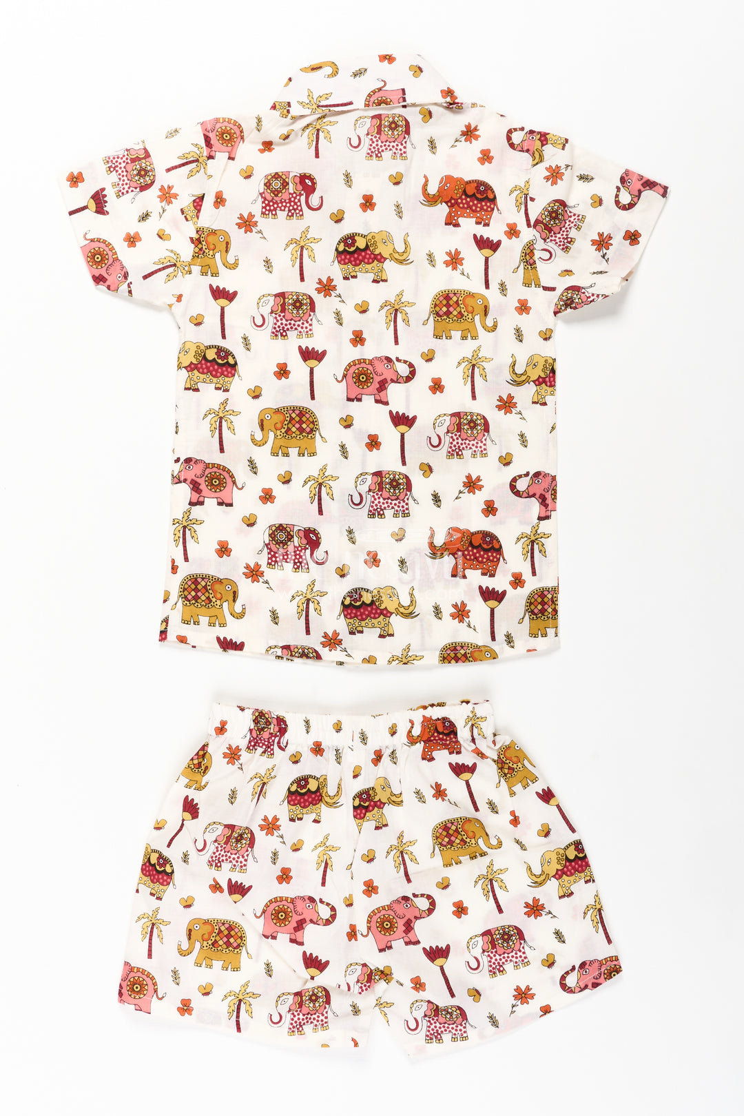 Boys Guys Casual Outfits in Cotton with Elephant Digital Print and Short Sleeve Shirt
