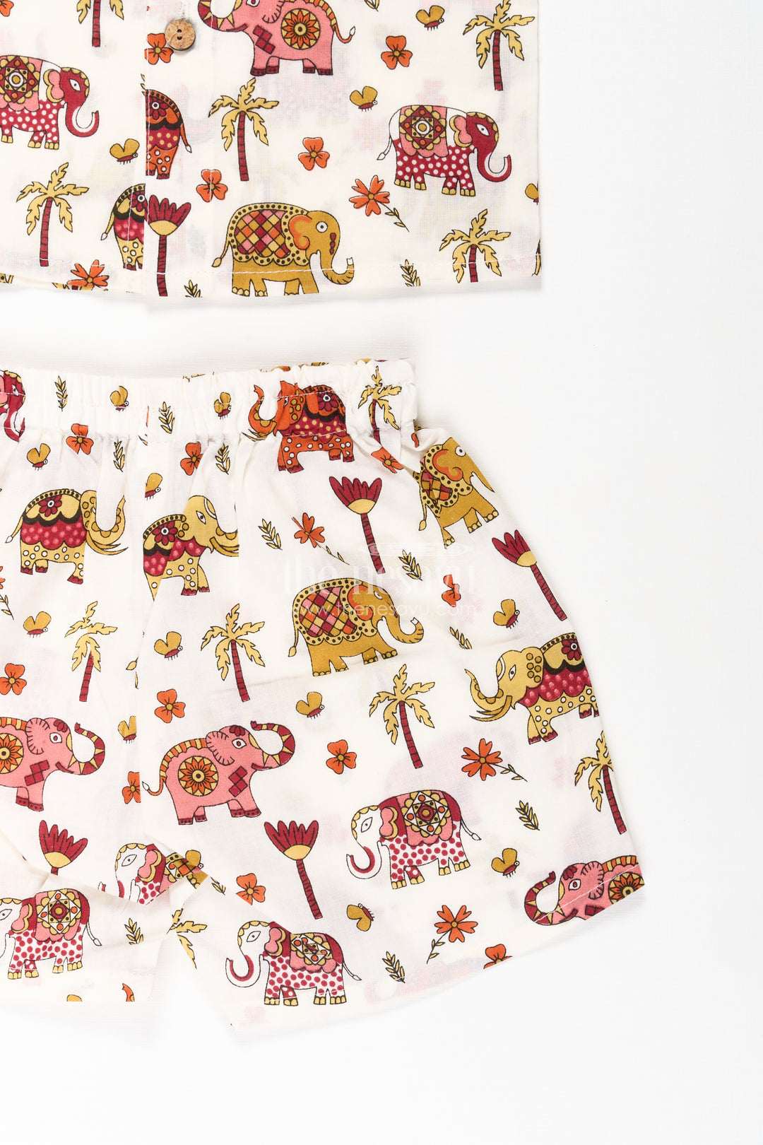 Boys Guys Casual Outfits in Cotton with Elephant Digital Print and Short Sleeve Shirt
