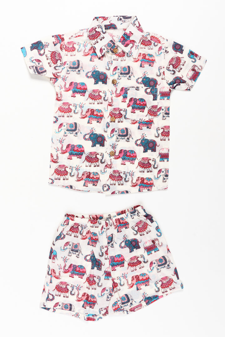 Boys Cute Casual Clothes with Pink and Blue Elephant Motifs for Playful Comfort and Style