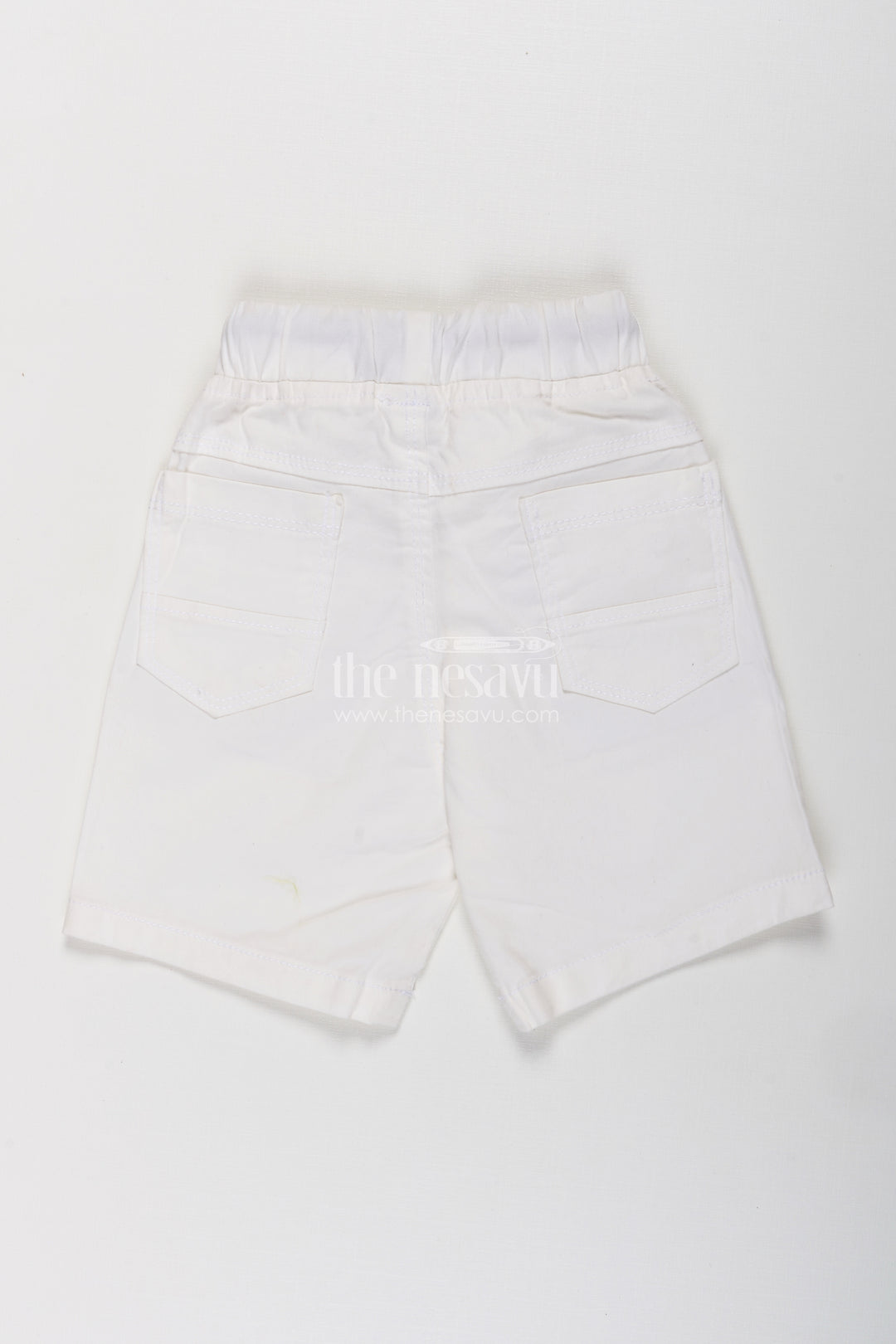 Boys White Cotton Shorts with Emblem Detail