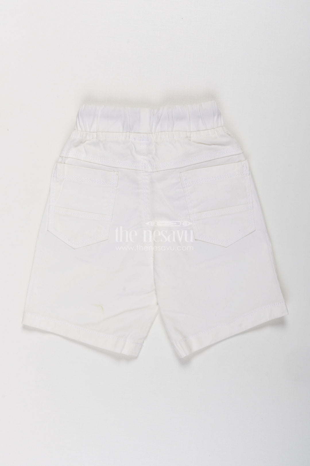 Boys White Cotton Shorts with Emblem Detail