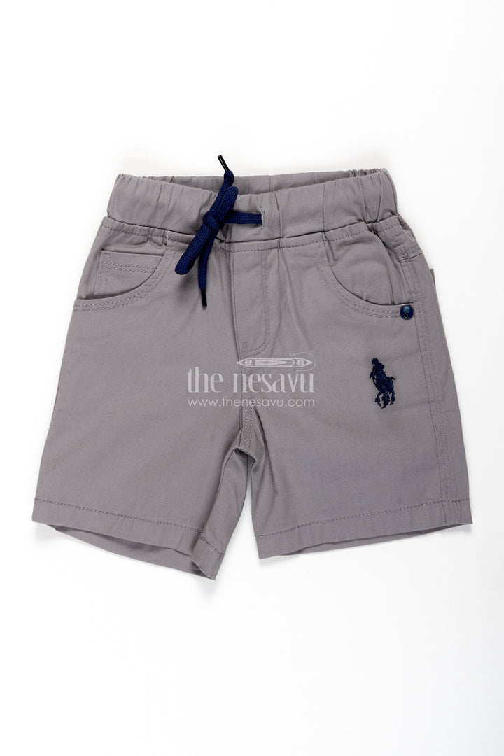 Classic Grey Boys Performance Shorts with Iconic Embroidery
