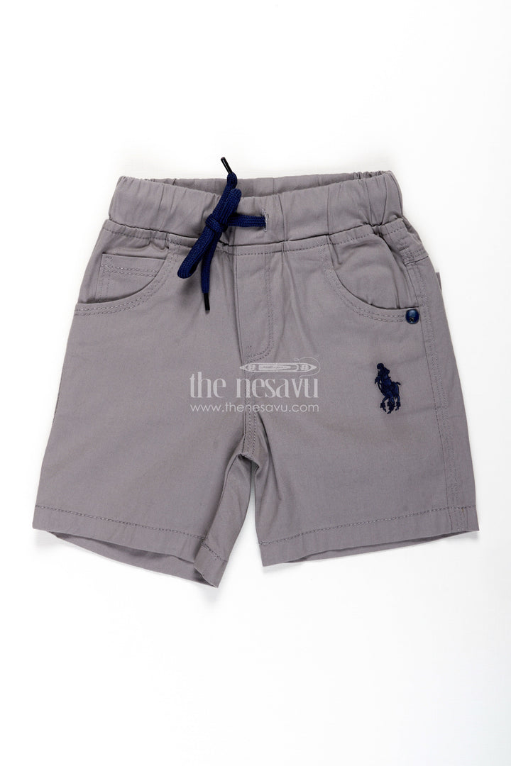 Classic Grey Boys Performance Shorts with Iconic Embroidery