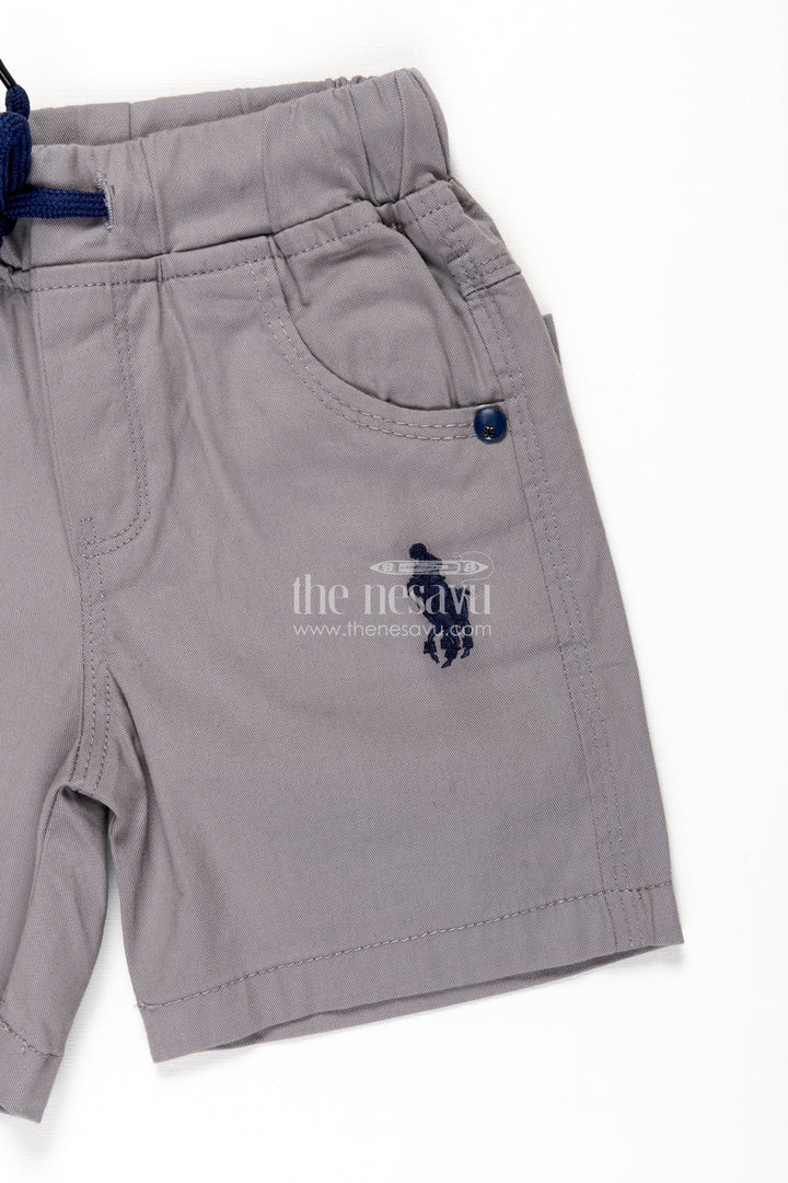 Classic Grey Boys Performance Shorts with Iconic Embroidery